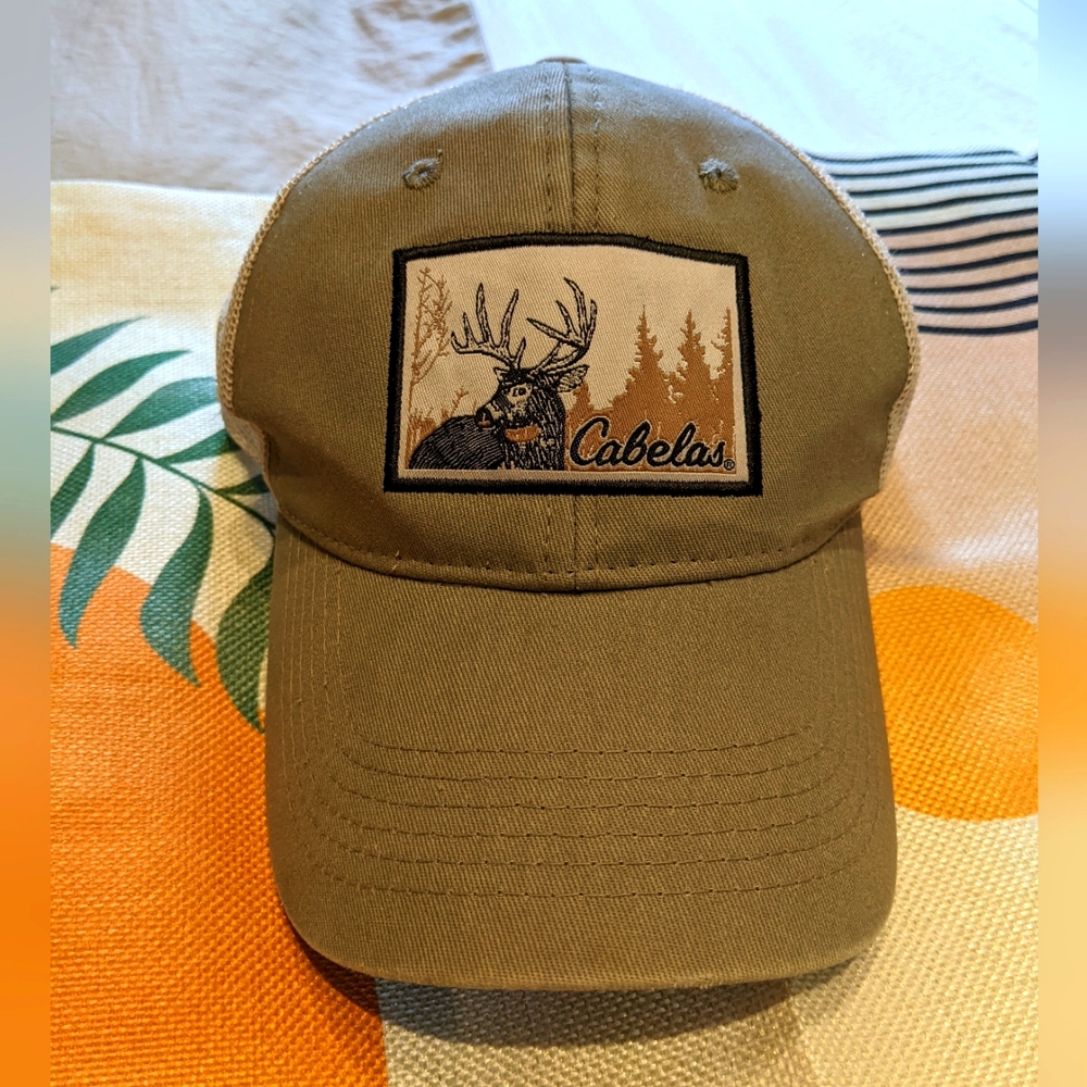 Cabela's Tan Cap with Deer Embroidery XS